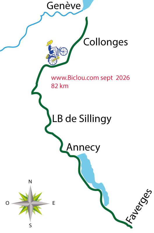 Carte Parcours cycliste Faverges Annecy Genève La Balme de Sillingy Vers 2026