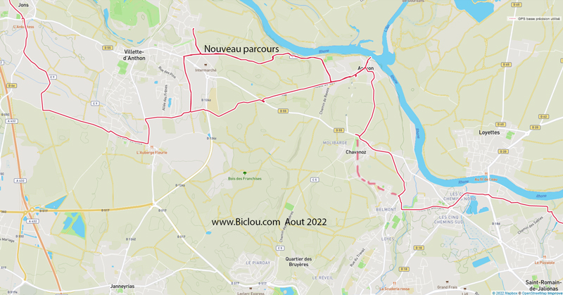 Carte détail nouveau parcours cycliste ViaRhôna en Nord Isère en 2022 Carte détail nouveau parcours cycliste ViaRhôna en Nord Isère en 2022