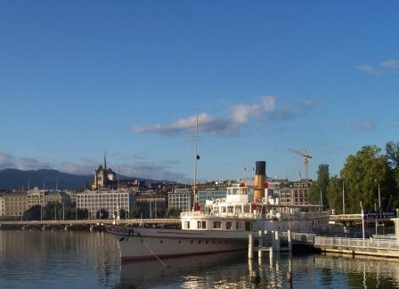 le pont mont blanc et la ville de Gen&egrave;ve 2009