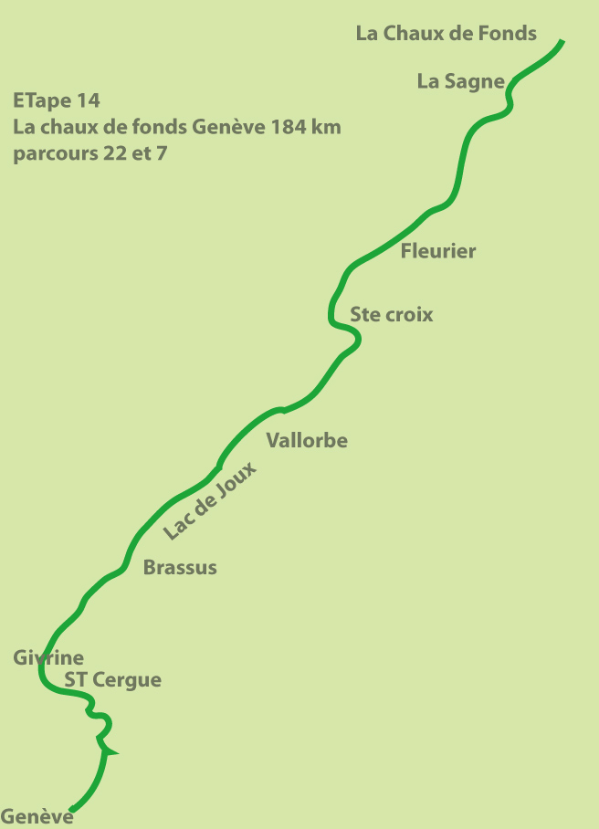 Suisse à vélo : carte La chaux de fonds genève