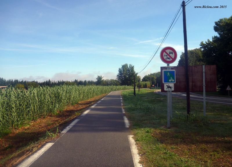 Piste cyclable avant Caderousse.. les chevaux n'ont rien à faire ici ..