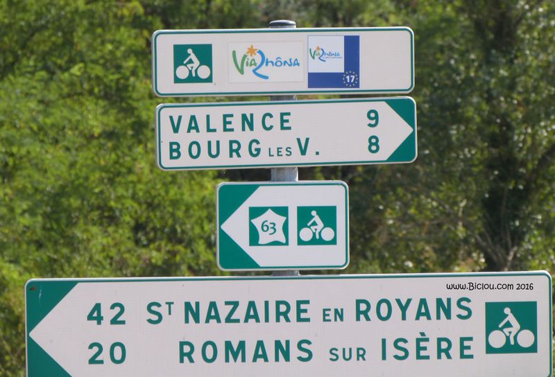 Balisage, ViaRhôna à la confluence Isère Rhône