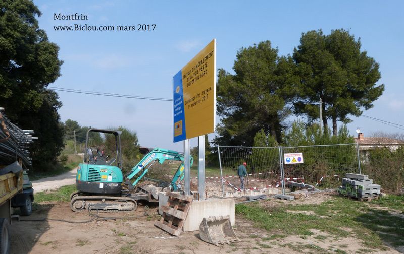 Travaux  voie verte du Gardon  mars 2017 &agrave; Montfrin