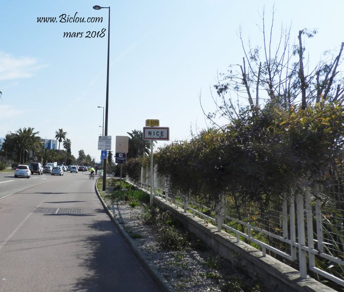 Arrivée à Nice par la voie dite verte du littoral Eurovelo huit en 2018