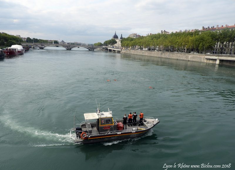 Pompiers de Lyon sur le Rhône en 2018