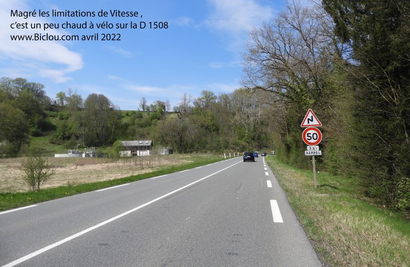 Malgr&eacute; les limitations de vitesse, c'est un peu chaud &agrave; v&eacute;lo sur le D 1508