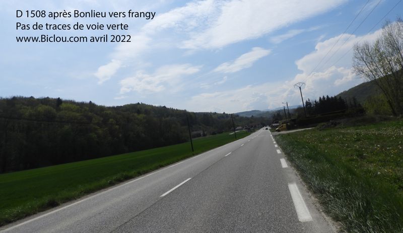 D 1508, apr&egrave;s Bonlieu, direction Frangy, pas de la moindre trace de voie verte
