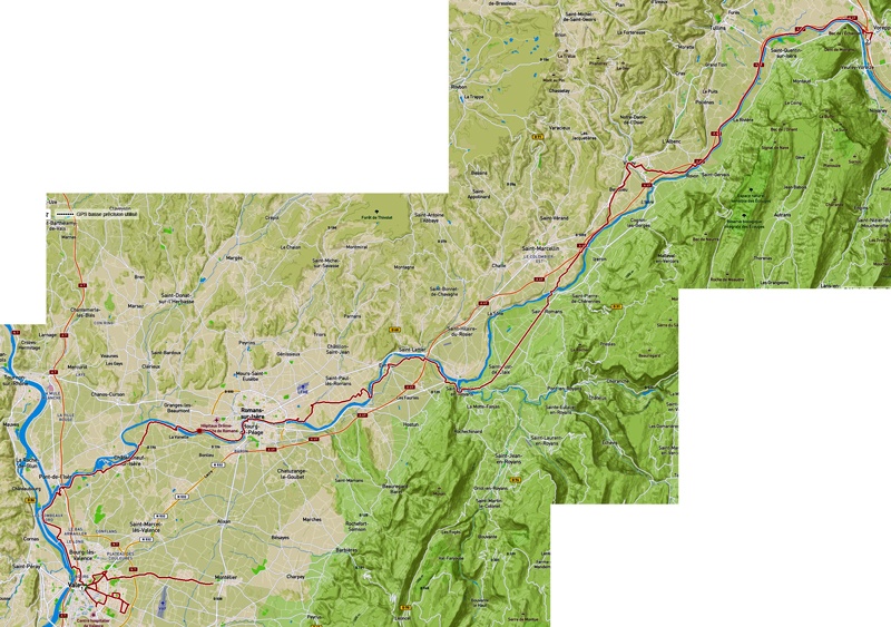 Carte parcours cycliste Valence Voreppe