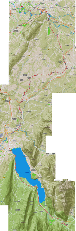 carte parcours cycliste Faverges Annecy la Roche sur foron Reignier annemasse genève ; via 5 lacs en 2025
