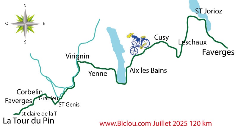 Carte du Parcours cycliste de Faverges en haute Savoie à Faverges de la Tour (2025)