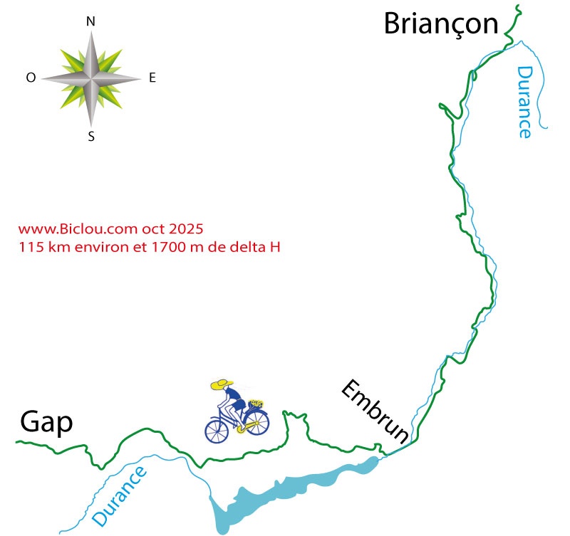 Carte étape cycliste Briançon Gap
