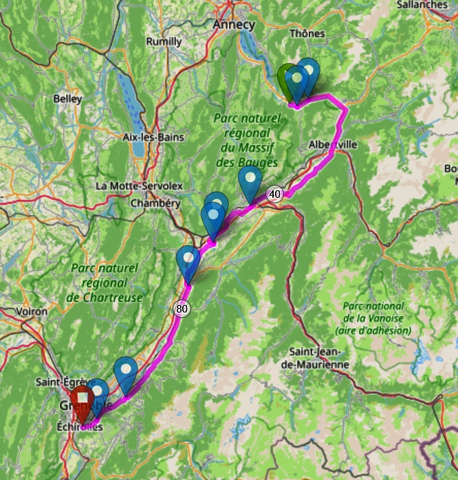 Carte bambée à vélo, de Faverges à Grenoble en 2026