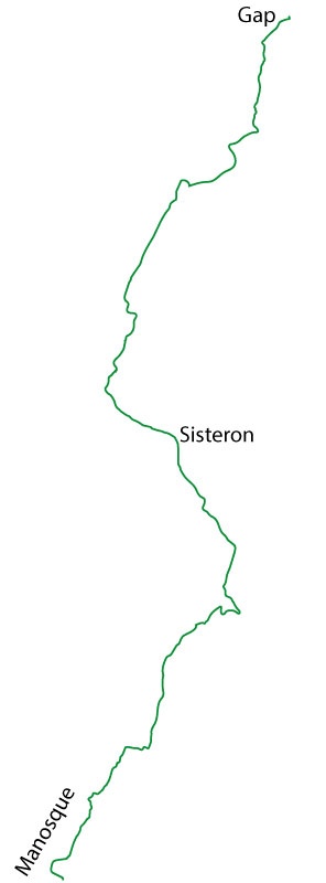 Carte cycliste de Gap à Manosque