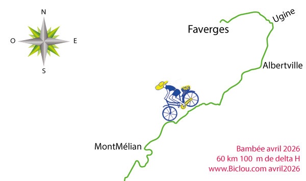 Carte bambée cycliste faverges Montmélian avril 2026