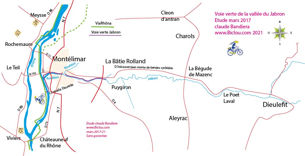 Carte de la voie verte vallée du Jabron (étude 2017) Carte de la voie verte vallée du Jabron (étude 2017)